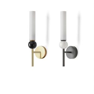 Aplique de Pared Delie en Acero, Mármol y Vidrio Opal