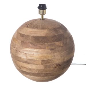 Lámpara de Mesa Esférica de Madera Natural