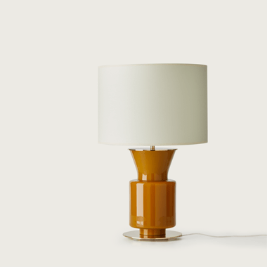 Lámpara de Mesa Ponn – Personalizable en Vidrio de Color y Acabados Metálicos