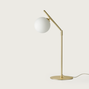 Lámpara de Mesa Endo – Tulipa Opal en Acabados Oro Mate o Cromo