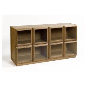 Aparador de Roble con Puertas de Cristal Templado