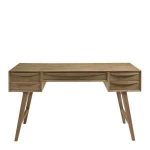 Escritorio de Roble Natural con Patas Inclinadas y Cajones Integrados