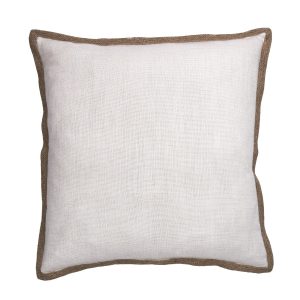 Cojín Decorativo de Lino Blanco con Remate en Yute Natural
