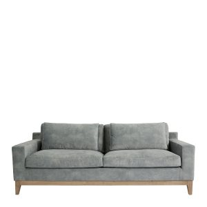 Sofá Contemporáneo 3 Plazas Terciopelo Gris Claro
