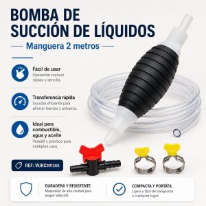 Bomba Manual de Succión de Líquidos con Manguera 2 Metros