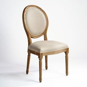 Silla de Roble y Lino Tapizado
