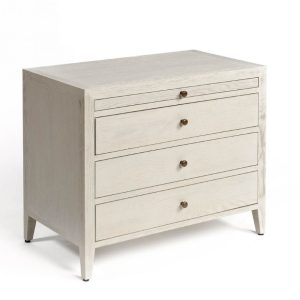 Cómoda de Roble con Acabado Blanco Grisáceo y Diseño Minimalista