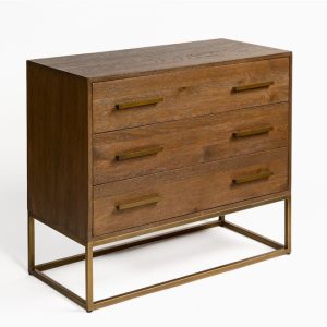 Cómoda de Roble con Base Metálica Dorada y Diseño Moderno