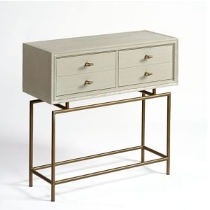 Consola de Roble Blanco con Metal Dorado