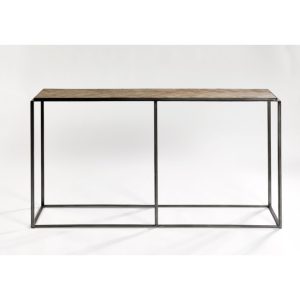 Consola con Tapa de Madera de Roble y Metal Estilo Industrial