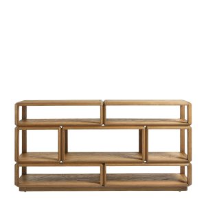 Consola de Roble Natural con Huecos Estilo Librería