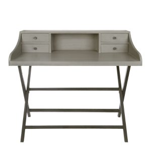 Escritorio Estilo Clásico en Madera Gris con Cajonera Superior