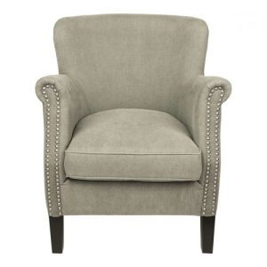 Sillón en Tela Beige con Detalles de Tachuelas