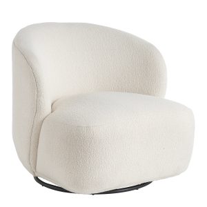 Sillón Giratorio Tapizado en Bouclé Beige