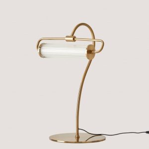 Lámpara de Mesa Ison con Tulipa de Cristal Estriado