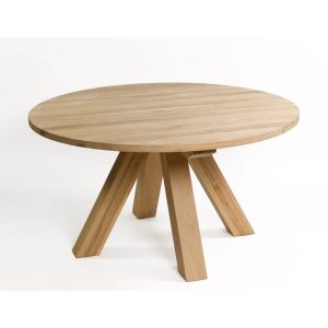 Mesa Redonda Roble Natural con Pie Central