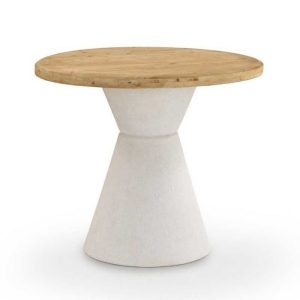 Mesa Redonda de Abeto y Cemento Blanco