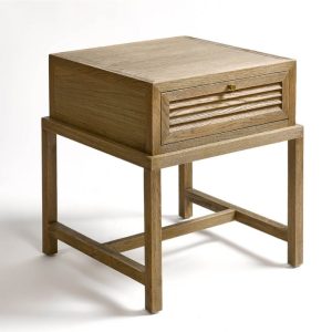 Mesita de Noche de Roble Natural con Cajón de Persianilla