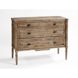 Cómoda Vintage de Madera Envejecida con Tres Cajones