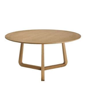 Mesa de Comedor Redonda de Roble Natural Claro de 150 cm