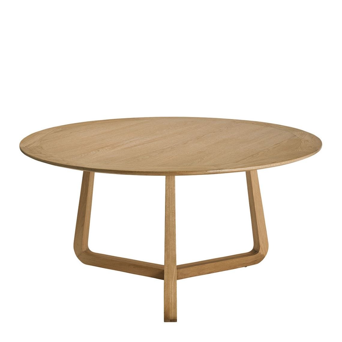 Mesa de Comedor Redonda de Roble Natural Claro de 150 cm