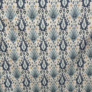 TELA ESTAMPADA AZUL Y MOSTAZA (ANCHO 280 CM)
