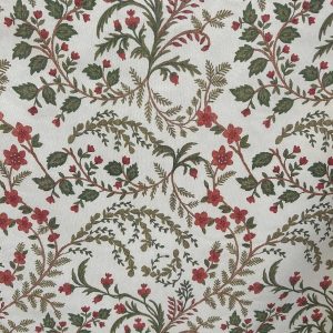 TELA ESTAMPADA FLORES ROJAS Y HOJAS VERDES (ANCHO 280 CM)
