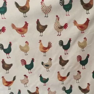 TELA ESTAMPADA GALLINAS – 100% ALGODÓN – ANCHO 280 CM