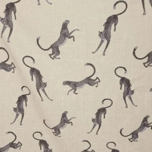 TELA ESTAMPADA GUEPARDOS C/PIEDRA – 70% VISCOSA 30% LINO – ANCHO 280 CM