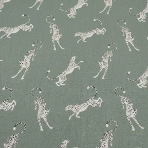 TELA ESTAMPADA GUEPARDOS C/VERDE – 70% VISCOSA 30% LINO – ANCHO 280 CM