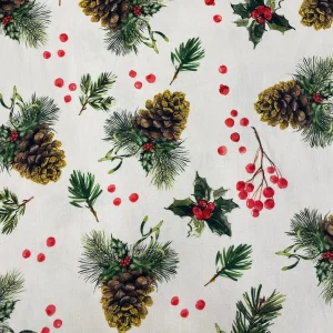 TELA ESTAMPADA NAVIDEÑA GREEN PINE – 280 CM