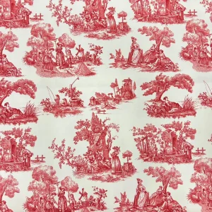 TELA TOILE DE JOUY ESCENAS CAMPESTRES – ROJO RUBÍ