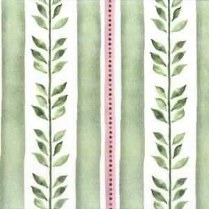 TELA RESINADA BOUQUET LISTAS VERDE Y ROSA 140CM – 50% ALGODÓN 50% POLIÉSTER