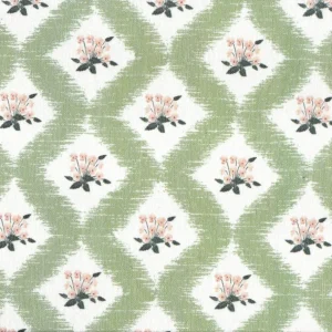 TELA RESINADA BOUQUET VERDE Y ROSA 140CM – 50% ALGODÓN 50% POLIÉSTER