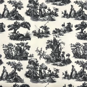 TELA TOILE DE JOUY ESCENAS CAMPESTRES – NEGRO