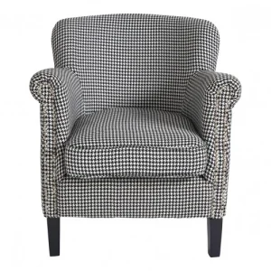Sillón Tapizado con Estampado Pata de Gallo y Detalles Clásicos